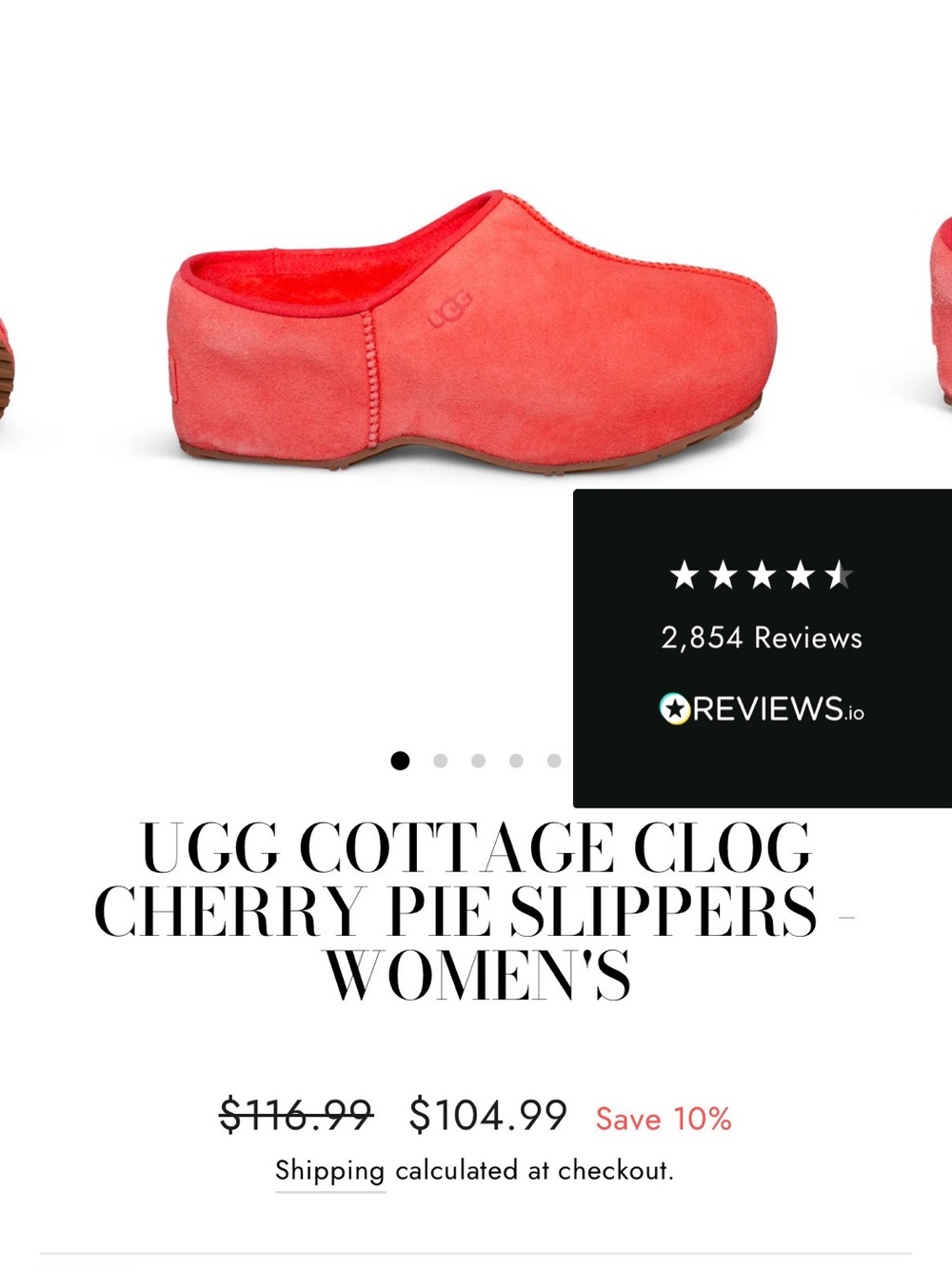 UGG Cottage Clog in Cherry Red Suede